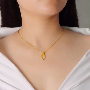 18K สร้อยคอจี้ ลายพอช น้ำหนัก 0.45 กรัม ทองคำ 99.99% ยาว 45ซม ทองแท้ ซื้อครบชุด คู่มือกระเป๋า ของขวัญวันวาเลนไทน์ให้แฟน สินคเก็บเงินปลายทา