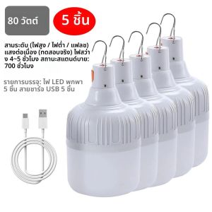 10 ชิ้น 80 วัตต์แบบพกพากลางแจ้ง Camping ไฟ USB ชาร์จโคมไฟ LED หลอดไฟฉุกเฉิน Hook High Power เต็นท์โคมไฟ Night Light หลอดไฟ