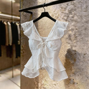 SHUAIYUE | Áo Blouse Elegance Pháp Ngọt Ngào Thiết Kế Nơ Tay Chuông