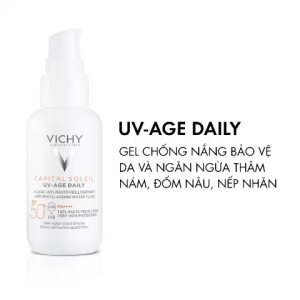 [PHIÊN BẢN MỚI] Gel chống nắng bảo vệ da khỏi tia UV ô nhiễm bụi mịn giảm thâm nám đốm nâu nếp nhăn Vichy UV Age 40ml