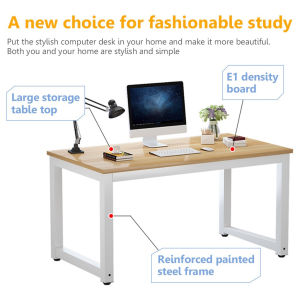 Global Computer Desk Stainless Steel Solid Wood Mesa ng Kompyuter Study Desk Table for Home Office Working Durable Fireproof Waterproof 80/100/120/140cm