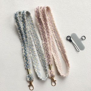 Gold Thread Mobile Phone Case Lanyard Tassel Necklace Anti-Lost Keychain with Clip Multi-Color Hair Removal Tool Included