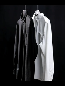 🐱‍🏍50-110KG🐱‍🏍เสื้อเชิ้ตแขนสั้นผู้ชาย ไซส์ใหญ่ ลายวาฟเฟิล แบบเรียบง่าย สไตล์จีน เรียบง่าย ทรงหลวม