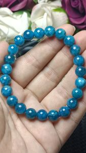 High Grade Blue Apatite Gemstone Crystal Bracelet 8mm+ 高货纯天然猫眼蓝磷灰水晶手串 8mm+