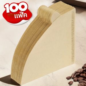 กรวยกรองกาแฟขนาด 01/02 100 จํานวน 1-2/1-4 ถ้วยไม่ฟอกขาว V01/V02 กระดาษกรองกาแฟแบบใช้แล้วทิ้ง