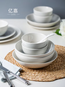 Elegant Chinese Ceramic Bowl Set Underglaze Dinnerware Set for New Home Moving Celebration Family Use High-End Feeding Utensils