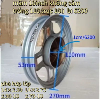 Bánh trước xe điện 10inch 12inch 14inch không sămvành trước xe đạp điệnmâm trước xe máy điệnphù hợp lốp 12inch 14inch 16inch phụ tùng phụ kiện xe