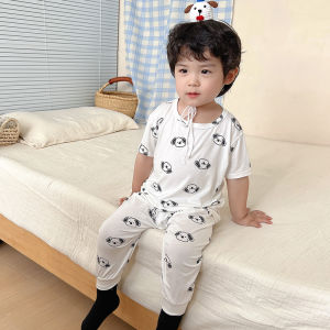 Childrens Modal Sleepwear Thin Short Sleeve Home Clothes Summer Baby Air Conditioning Suit Breathable Comfortable Kids Pyjamas