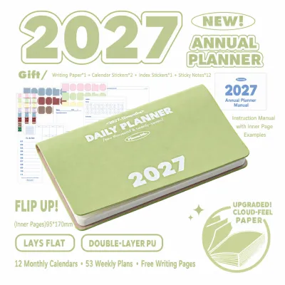 Cdaily Planwith Sổ Kế Hoạch 2027 Hàng Tuần Đóng Gáy Phía Trên Flip-Open cho Học Tập & Lịch Trình