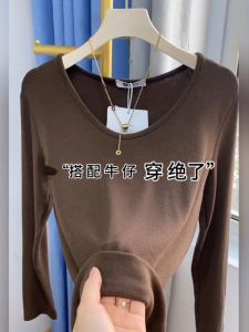 Áo Thun Dài Tay Cổ Chữ V Cho Nữ Thu Đông Màu Trơn Bó Sát Thời Trang Áo Lót Mới Chất Liệu Khác Thương Hiệu Không Có