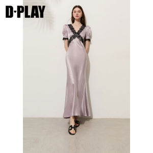 D-PLAY | Purple Contrast Bubble Sleeve Dress