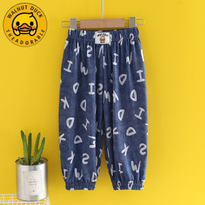 กางเกงยีนส์เด็กผ้าไหมลายเป็ดเหลือง กางเกงขายาวลำลองบาง กันยุง ฤดูใบไม้ร่วง ฤดูใบไม้ผลิ กางเกงขายาวเด็กผู้หญิง ผ้าฝ้ายผสม