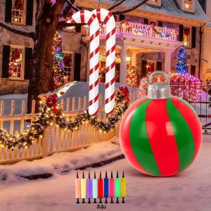 ชุดเครื่องประดับลูกบอลคริสต์มาสแบบเป่าลม 4 ชิ้น ลูกบอลแขวนตกแต่งลานกลางแจ้งแบบพีวีซีหนา เหมาะสำหรับชุดบรรยากาศวันหยุดสุดหรูสไตล์ย้อนยุคสำหรับวันฮาโลวีน/คริสต์มาส