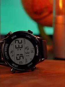SYNOKE Men Outdoor Sports Multifunctional Waterproof Large Screen Display Luminous LED Digital For Men Fashion Silicon Watch