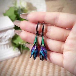 Huitan Charming Black Tulip Flower Dangle Earrings for Women Personality Accessories Wedding Party Newly Designed Trendy Jewelry