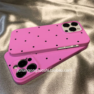Korean Style Pure Color Polka Dot Phone Case for  17 pro Max 16 pro Max Womens Model Customizable Luxury Minimalist Design