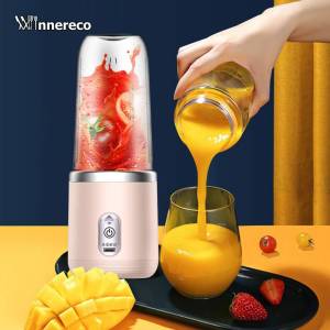 Portable Blender for fruits shake Rechargeable Juicer Cup USB Wireless Automatic Mini Squeezer 400ML Juicer Cup Stainless Steel Blender for Fruits/Veggies Travel Smoothie Maker