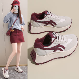 Red Dad Shoes for Women Casual Style Thick Bottom Sports Leisure Agan Shoes Suitable for All Occasions Spring 2025 New Model