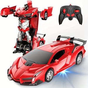 2-in-1 Remote Control Transforming Robot Car Mini RC Racing Car Toy Automatic Transformation STEM Educational Gift for Kids