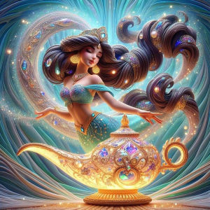 1 piece - Potdemiel-5D-DIY - Flocking cloth - Special drill - Diamond painting set - Magic lamp princess - Diamond art