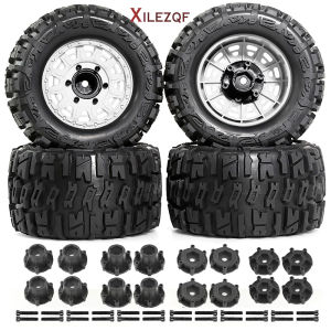 XILEZQF 4PCS 1/10 Monster Truck Tires 12mm Hex for Traxxas HPI Arrma FS Racing RC