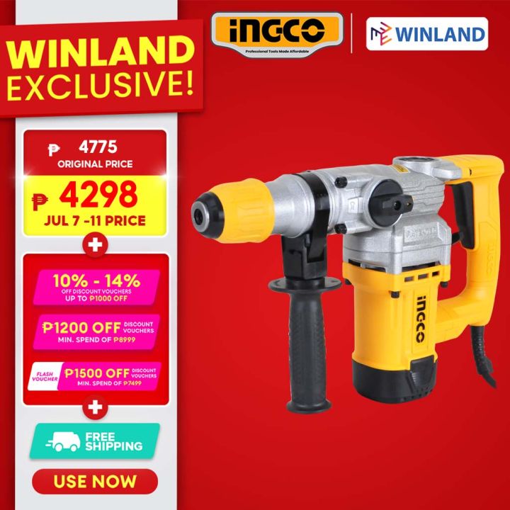 Ingco By Winland Rotary Hammer Drill Chipping Gun 1050w Sds Plus