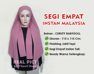 Hijab Instan Segi Empat Malaysia Jilbab Melayu Instan Kerudung Segi Empat Tali Malaysia