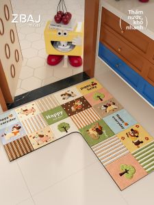 ZHIBAIJIA | Thảm Tắm Chống Trượt Hình L Từ Đất Sét Dioxit Silic