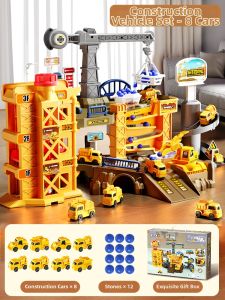 BEI JESS | Educational Large Firefighter Police Parking Garage Car Set