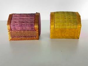 Handmade Kora Mat Bangle Box | Eco-Friendly Bangle Organizer for Women | Ideal Wedding Shagun & Return Gift Box | Elegant Storage (Pack of 1 Pc)