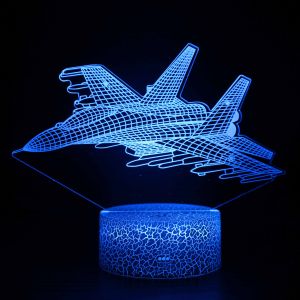 Jian20 Fighter Jet 3D Night Light USB Charging Bedroom Bedside Atmosphere LED Lamp Aviation College Stand Ornament Model