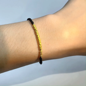 WENG KWONG 999/ 24K Gold Monkey King Wukong Cudgel Adjustable Rope Bracelet (SB0301)