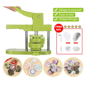 Button Badge Maker Machine 58mm (2.25in) DIY Pin Button Maker Press Machine Badge Punch Press with Free 100pcs Button Parts Pictures Circle Cutter & Magic Book [Ready Stock + 100% Original]