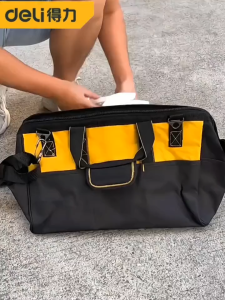 Deli Tool Bag 13 Inches Tools Strong And Durable Wood Electrician Special Storage Bag Multi-Function Tool Bag Canvas Thickening for Tool Strapless Bag