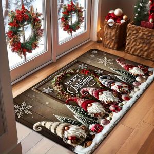 Thảm Chùi Chân Chủ Đề Giáng Sinh Thiết Kế Ông Già Noel Thảm Polyester Để Trang Trí Nhà Ngày Lễ Ban Công Đầu Giường Thảm Trải Sàn Chống Thấm Nước Chào Mừng