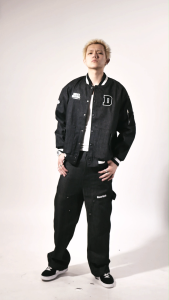 Áo khoác bomber nam nữ form rộng DAVIES local brand vải dù kaki màu đen thêu chữ Khaki Daviesism Jacket I D36-AK6