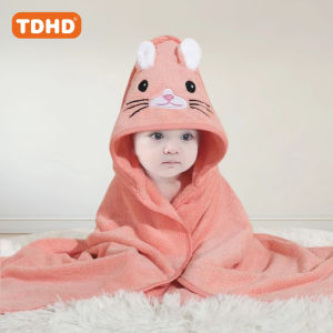 TDHD Childrens Towel Cloak Quick-Drying Coral Velvet Robe Cartoon Cape Baby Darling Hooded