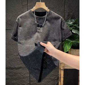 Áo Thun Nam Tay Ngắn Mùa Hè Phong Cách Mới Cotton Nguyên Chất Cổ Tròn in Chữ Thời Trang Thường Ngày Thoáng Khí