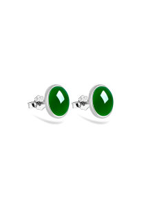 925 Sterling Silver Ear Studs Empty Holder Simple Inlaid Jasper Emerald Turquoise Beeswax Earrings 5*7 6*8 7*9