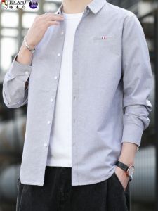 Woodpecker Long Sleeves Shirt Men 2024 Spring and Autumn Trendy Solid Color Shirt Fashion and Handsome Casual Thin Coat Men