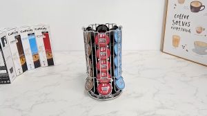 360 Rotating Coffee Capsules Dispenser Holder Stand Pod Stand Rack 30pcs Pods Storage Rack Tchibo Cafissimo  Caffitaly