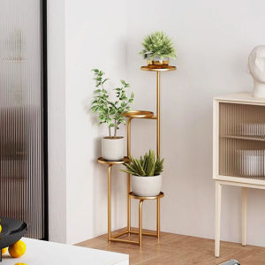 Modern Iron Art Flower Stand Plant Holder Rack Wide Living Room Balcony Multi-layered Metal Plant Display Shelf Easy Assembly