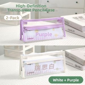 YUANHAO | Transparent Water-resistant Large Capacity Double Layered Pencil Case
