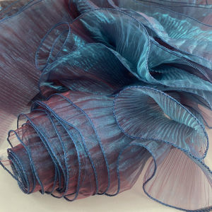 Pleated Crystal Organza Lace Edge Gathered Trim Ribbon 13 cm Width Iridescent Edging Trimmings Fabric