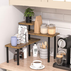 New Multi-layer Kitchen Bathroom Corner Storage Rack Wood Desktop Space Saver Organizer for Bedroom Wall Mounted Design