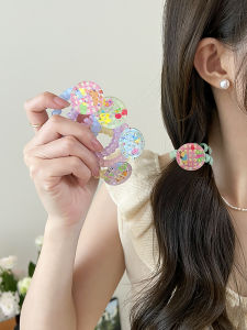 Cute Color Button Phone Line Hair Ring 2024 New Arrival Good-looking Hair Rope Young Adult Heart Tied-up Hair Rubber Band Leather Case