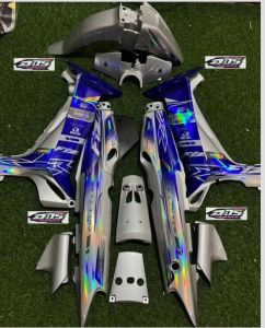 vover body set fizr striping hologram warna silver biru