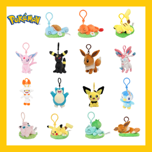 Original Pokemon Eevee Plush Keychain Set 5 inch Snorlax Plush Keychain Doll Pikachu Jigglypuff Umbreon Bag Pendant Gifts