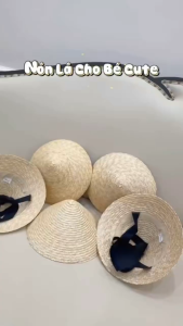 Nón Cói Cho Bé Vintage Hàn Quốc | Mũ Cói Trẻ Em Chống Nắng Đi Biển Có Dây Đeo Chụp Ảnh