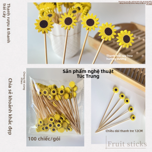 Creative Sunflower Shape Bamboo Skewers Disposable Fruit Skewers High Aesthetic Value Cocktail Skewers Toothpick Decorative Skewers